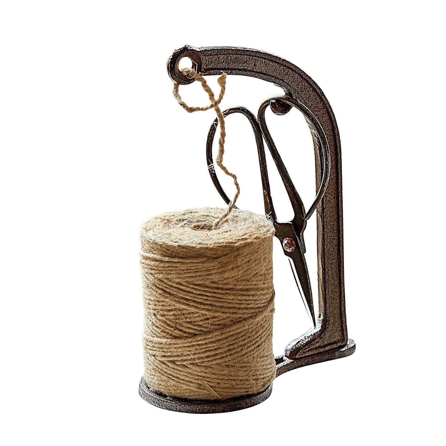 Mirabeau Gartenfigur Schnurhalter mit Schere, Braun, Jute & Antik-Finish - Bild 2