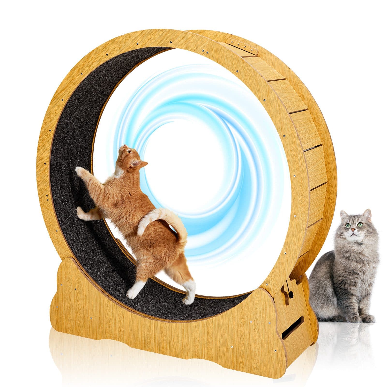 LALAHO Katzenlaufband 100cm MDF Naturholz Stabiles Laufrad - Bild 2
