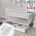 Kids Collective Babybett mit Schublade und Matratze Weiß Kiefernholz Bild 2