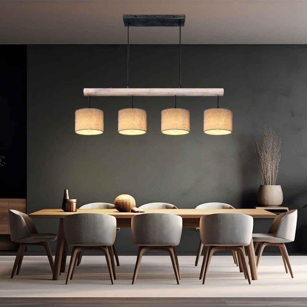 GLOBO LIGHTING Hängeleuchte Holzbalken Höhenverstellbar Esszimmerleuchte Holz - Bild 2