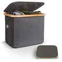 HENNEZ Wäschekorb Aufbewahrungsbox 40L mit Deckel Grau für IKEA KALLAX Bild 2