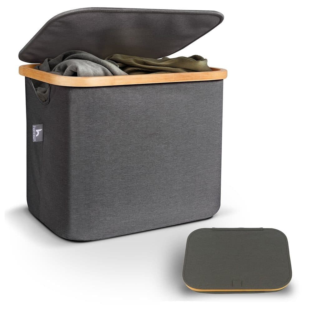 HENNEZ Wäschekorb Aufbewahrungsbox 40L mit Deckel Grau für IKEA KALLAX - Bild 2