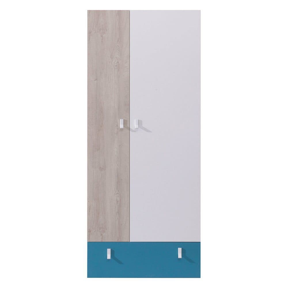Lomadox Kleiderschrank PITTSBURGH-133 2-türig 80 cm Weiß/Eiche/Blau - Bild 2