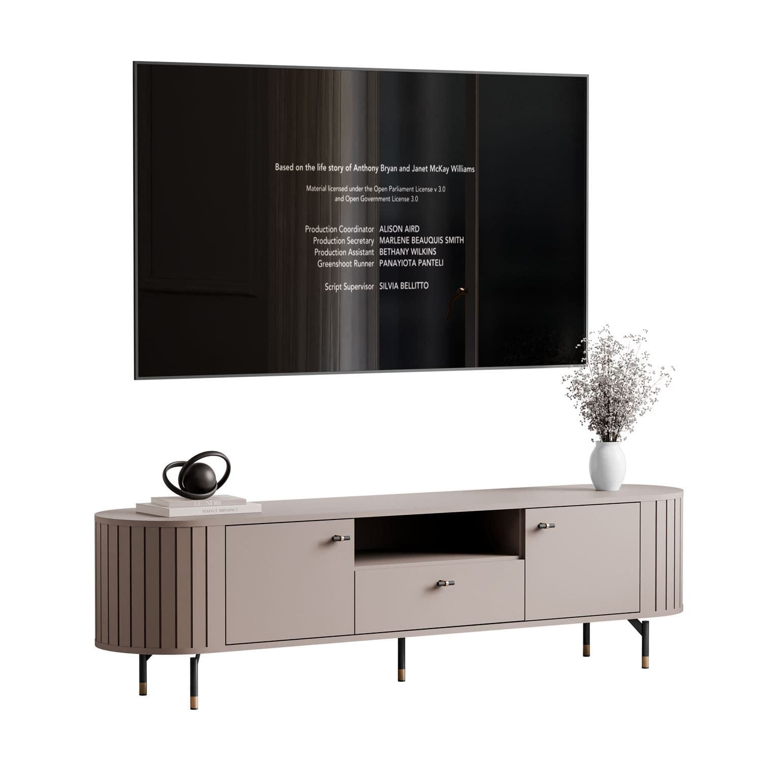 Lookway TV-Schrank ELODIE Schwarz/Gold Modern mit Soft-Close - Bild 2
