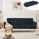 Flieks Schlafsofa Schwarz Samt mit Schlaffunktion und Relaxfunktion Bild 2