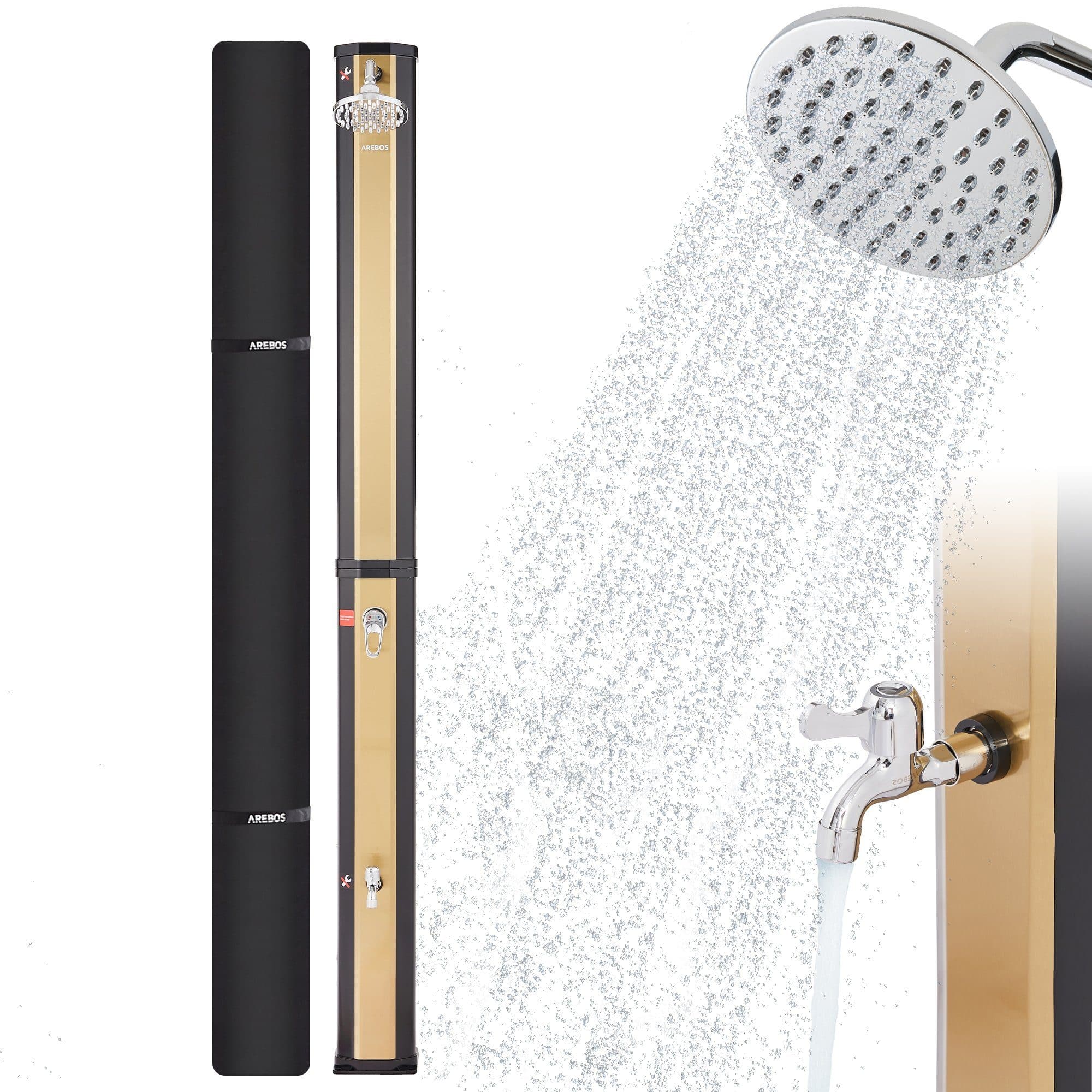Arebos Solardusche 35L mit Thermometer & Fußdusche Gold - Bild 2