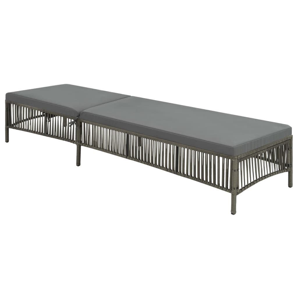 vidaXL Gartenliege Poly Rattan Grau mit verstellbarer Lehne - Bild 2