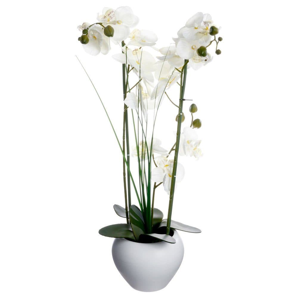 Atmosphera Kunstpflanze Orchidee Weiß Keramikvase 53 cm