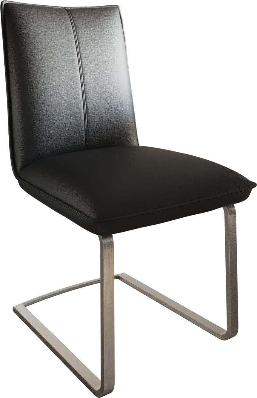 DELIFE Polsterstuhl Lelio-Flex Freischwinger Edelstahl Echt-Leder Schwarz - Bild 2