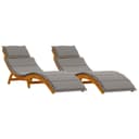 vidaXL Gartenliege 2er-Set Grau Massivholz mit Kissen Bild 2