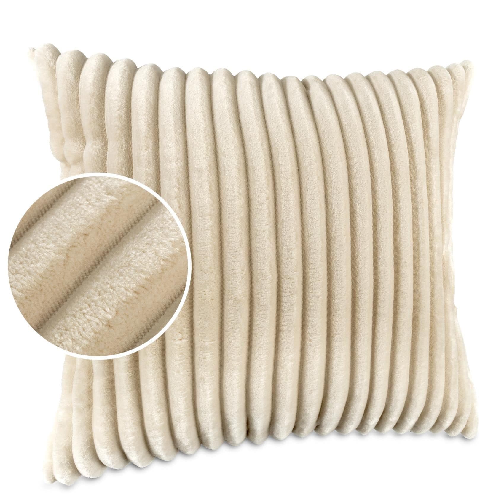 Kisska Dekokissen LILLI BIG CORD Velour Ambiente dekorieren, Kissenüberzug ohne Füllung BIG-Cord UNI 40x40cm Einfarbig Creme - Bild 2