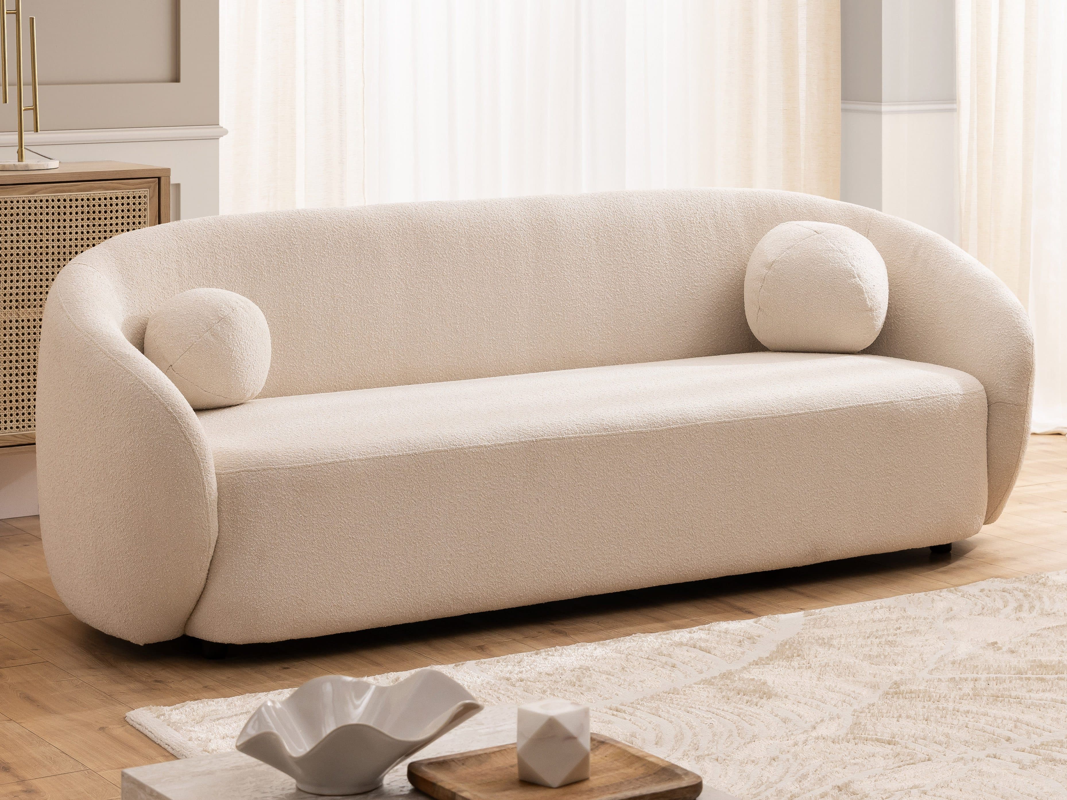 S-Style Möbel 3-Sitzer Sofa Roundi Bouclé Cremeweiß Modern - Bild 2