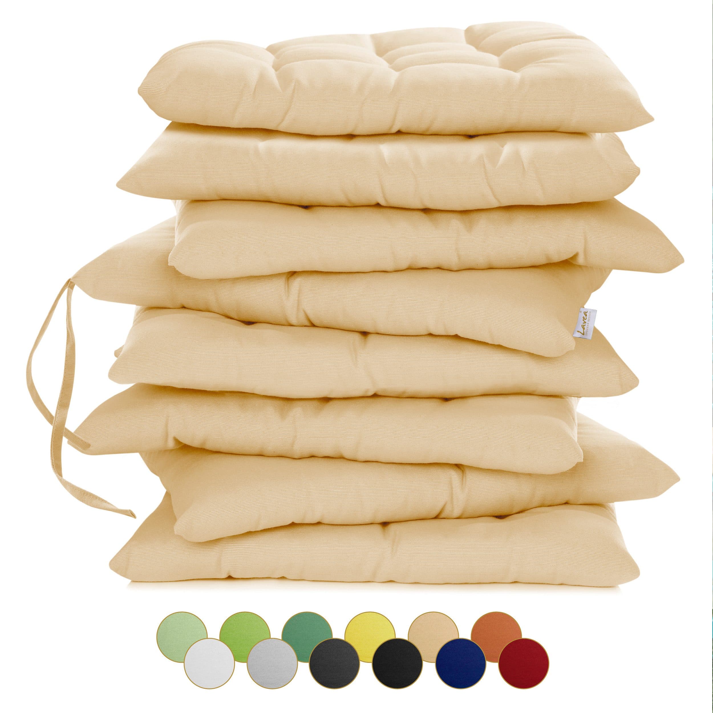 Lavea Stuhlkissen MONACO 40x40 cm Beige mit Stoffbändern - Bild 2