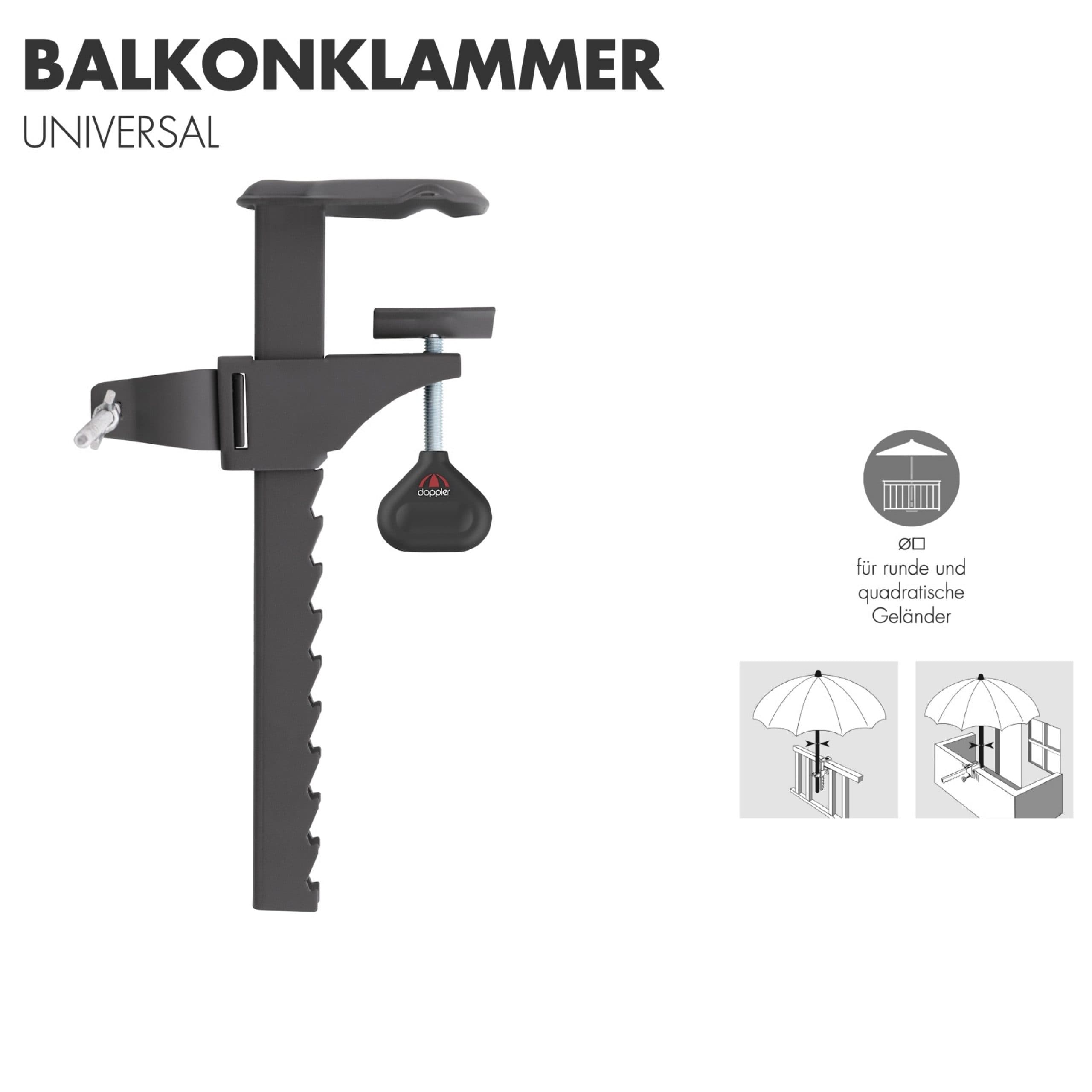 Doppler Balkonklammer Universal für Sonnenschirm 22-32 mm Stahl - Bild 2