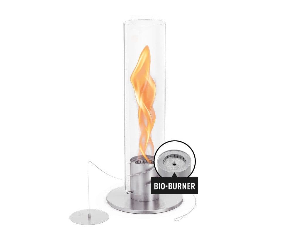 höfats Tischfeuer SPIN Silber Glaszylinder Bioethanol Indoor Outdoor - Bild 2