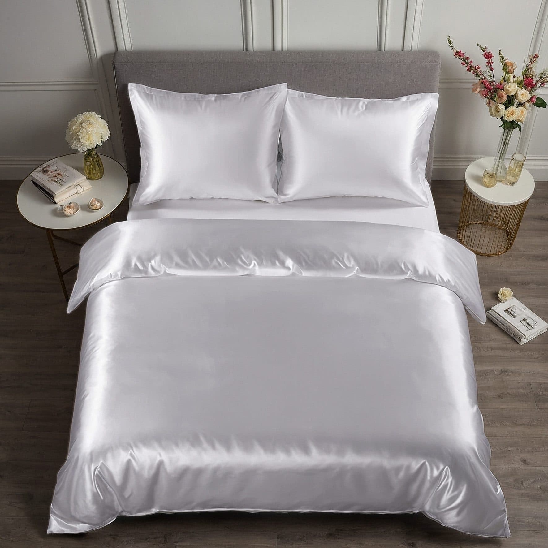 Cozyor Satin-Bettwäsche Weiß Purity 2-teilig mit Reißverschluss - Bild 2