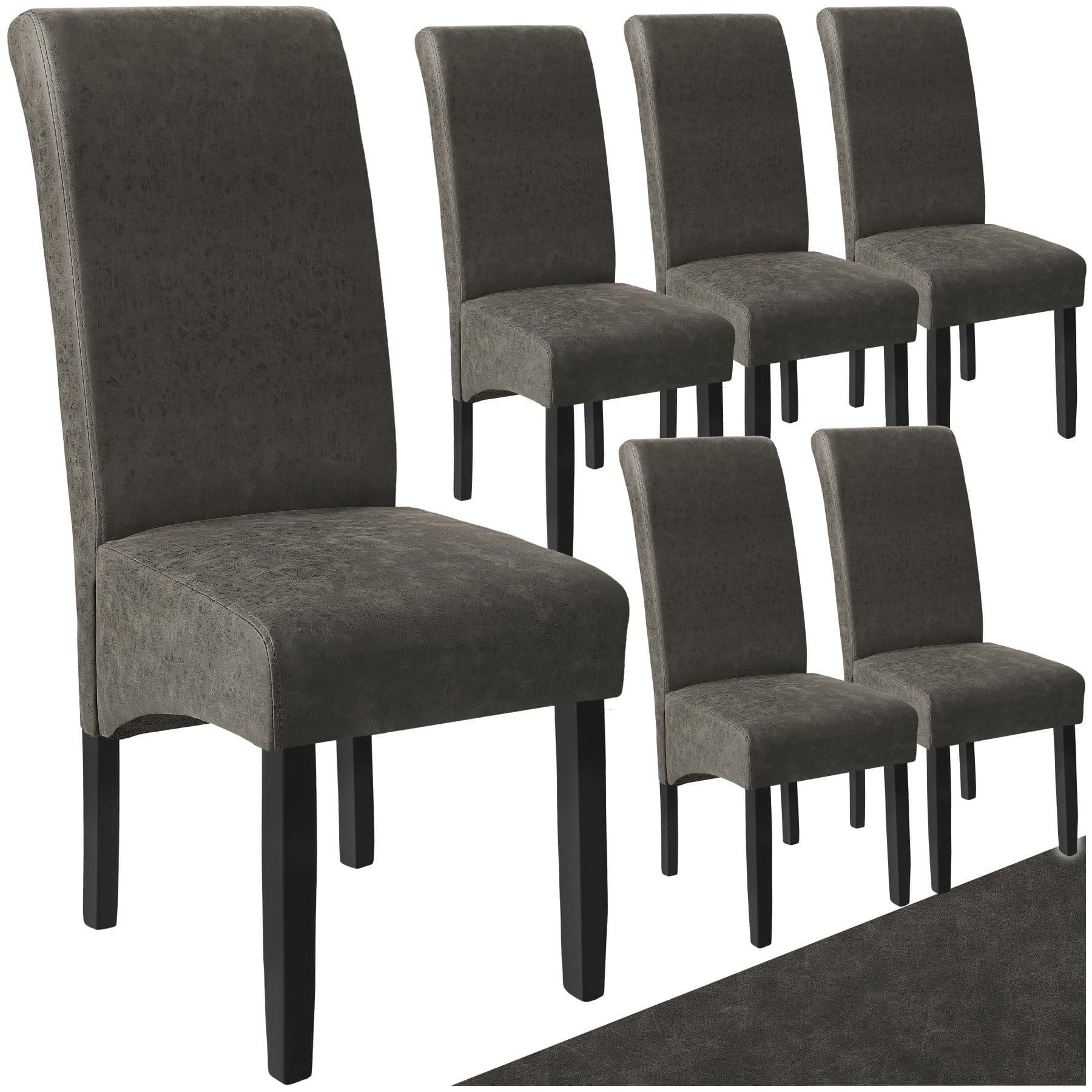 tectake Esszimmerstuhl Küchenstuhl, ergonomisch, massives Hartholz (Set, 6 St) - Bild 2