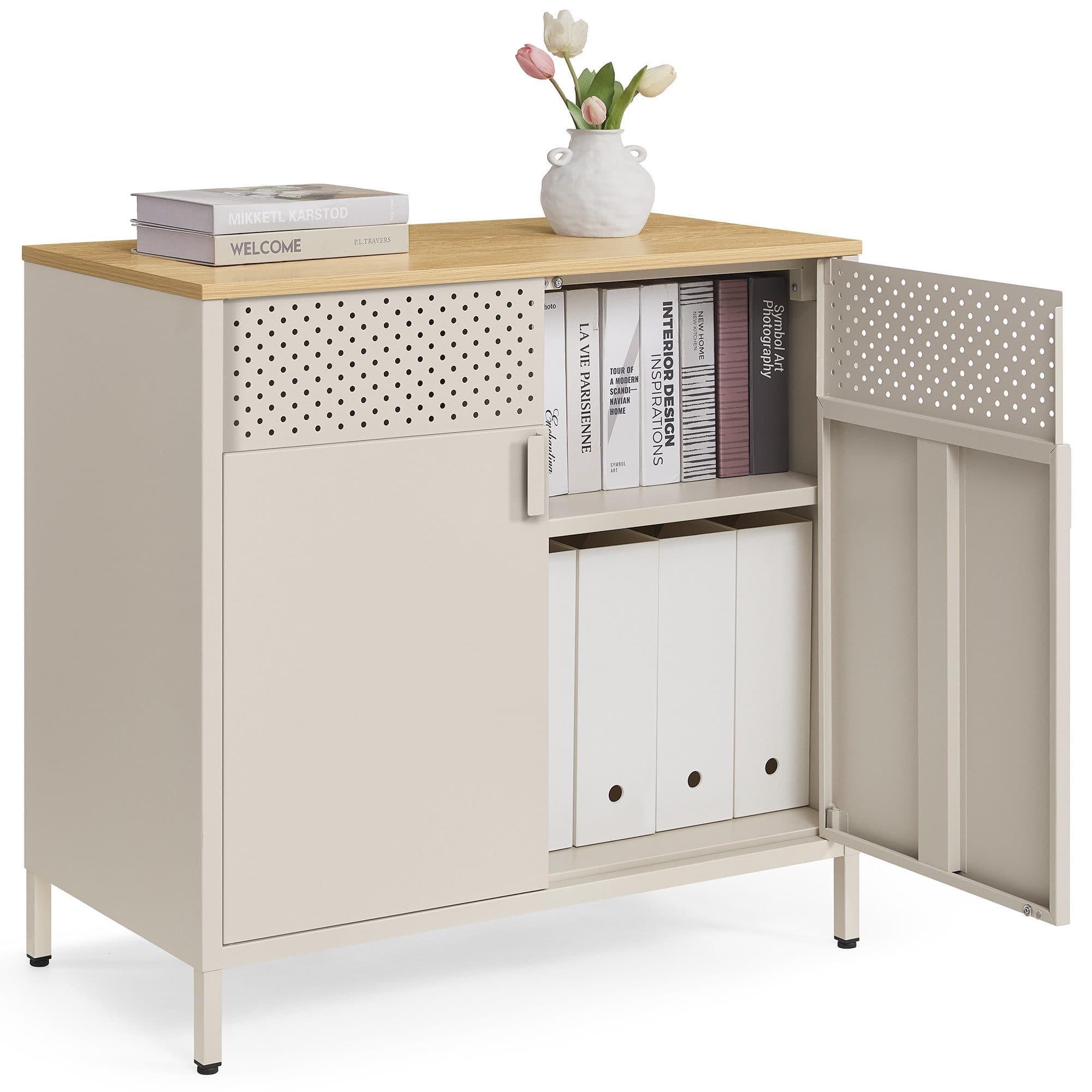 SONGMICS Aktenschrank Küchenschrank Beige Stahl - Bild 2