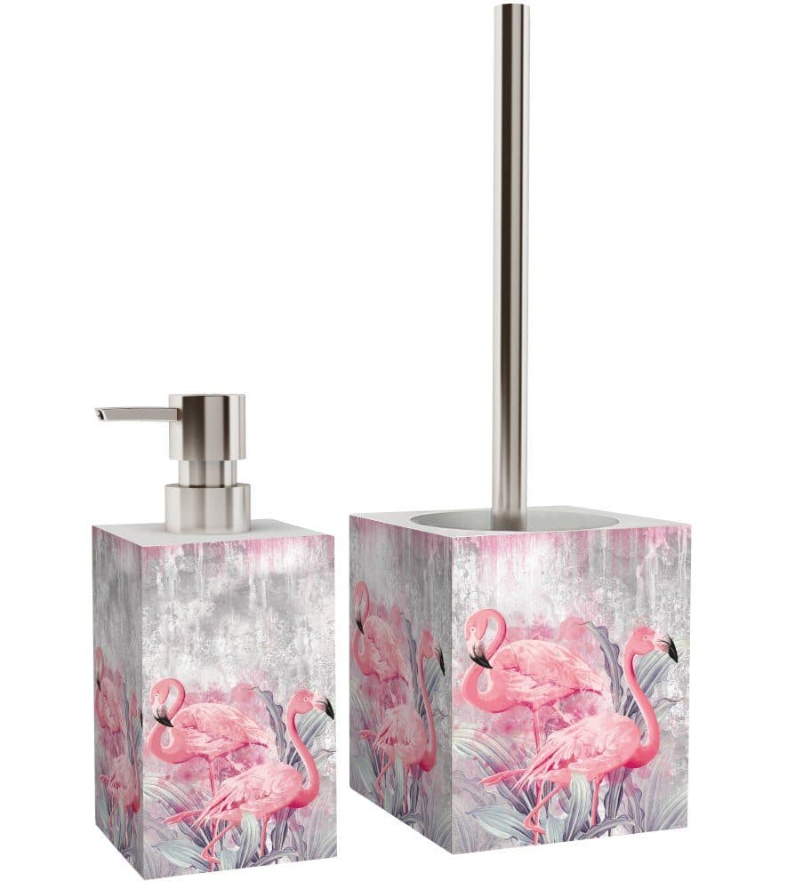 Sanilo Badaccessoire-Set Flamingo 2-tlg. WC-Bürste Seifenspender Rosa - Bild 2