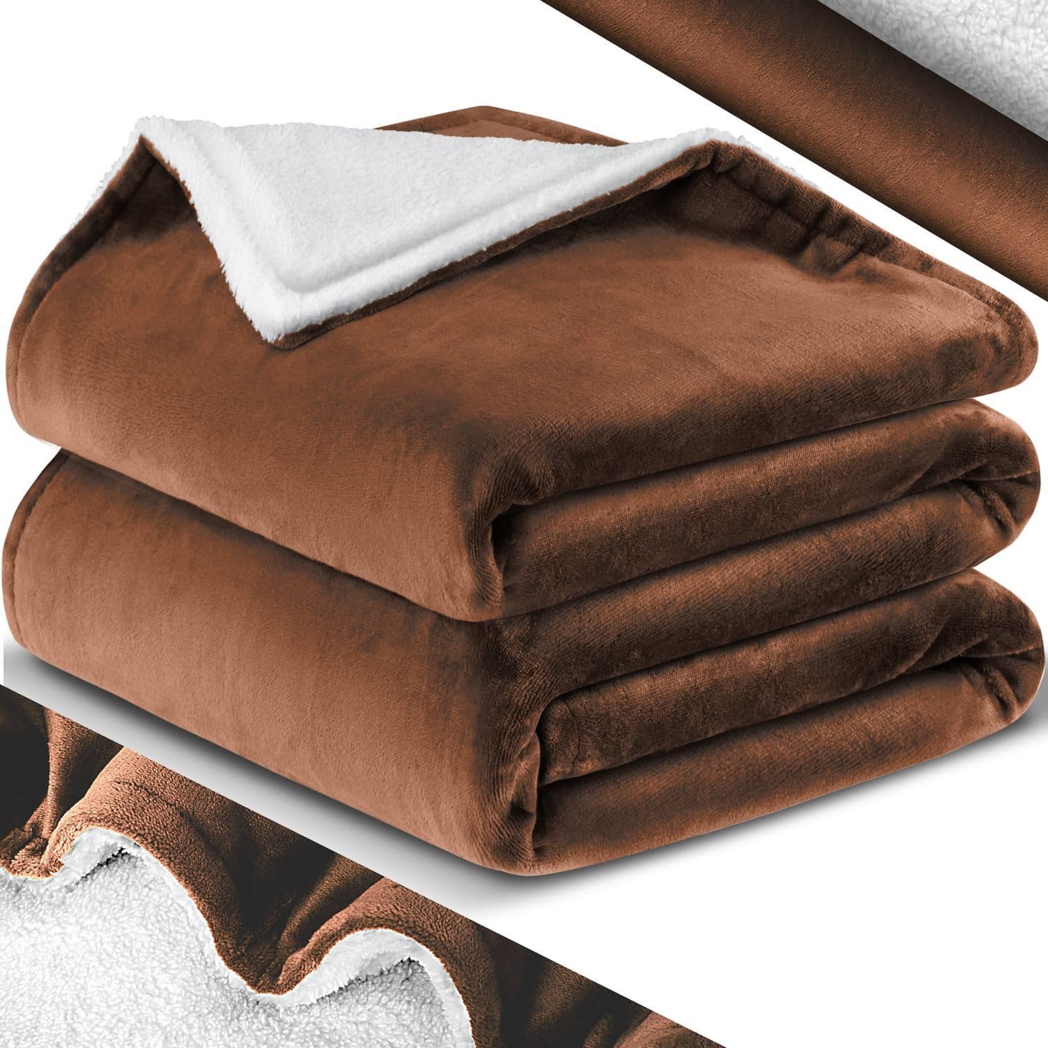 KESSER Kuscheldecke Flauschig Sherpa Vlies Dunkelbraun - Bild 2