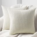 Topfinel Kissenbezug gestreiftes Muster 2er Set Beige Kordsamt 35x35 Sofakissen Bild 2