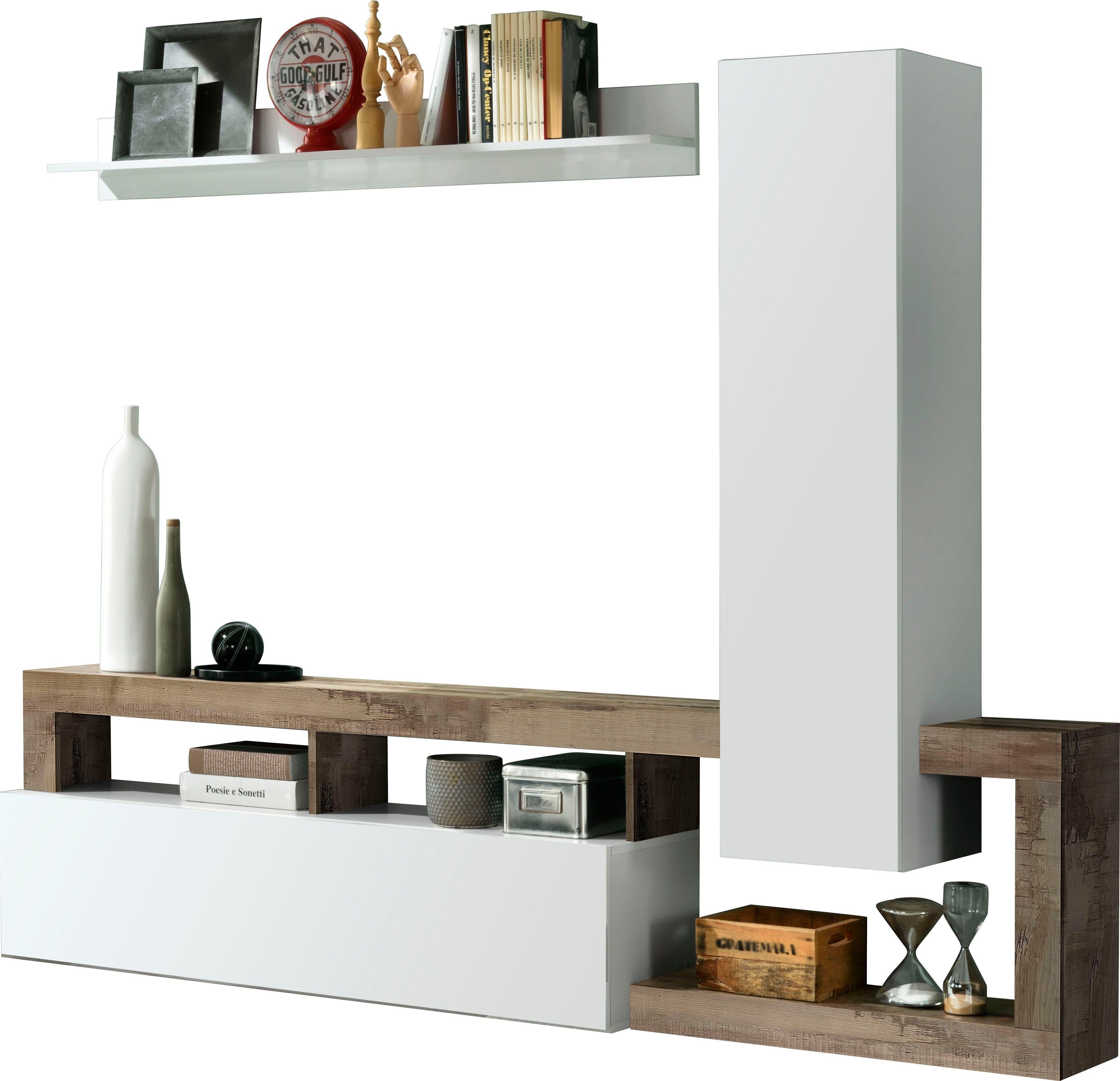 HOME AFFAIRE Wohnwand Hamburg Set 3-tlg. Weiß/Pero Modern