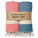 furora HOLIDAY Saunatuch 100x200 Coral + Petrol Bio-Baumwolle Bild 2