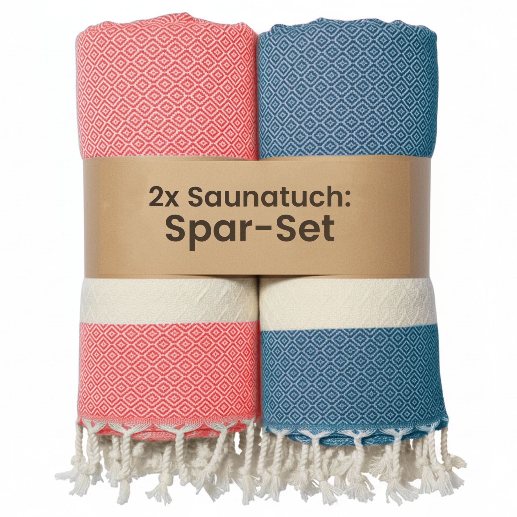 furora HOLIDAY Saunatuch 100x200 Coral + Petrol Bio-Baumwolle - Bild 2