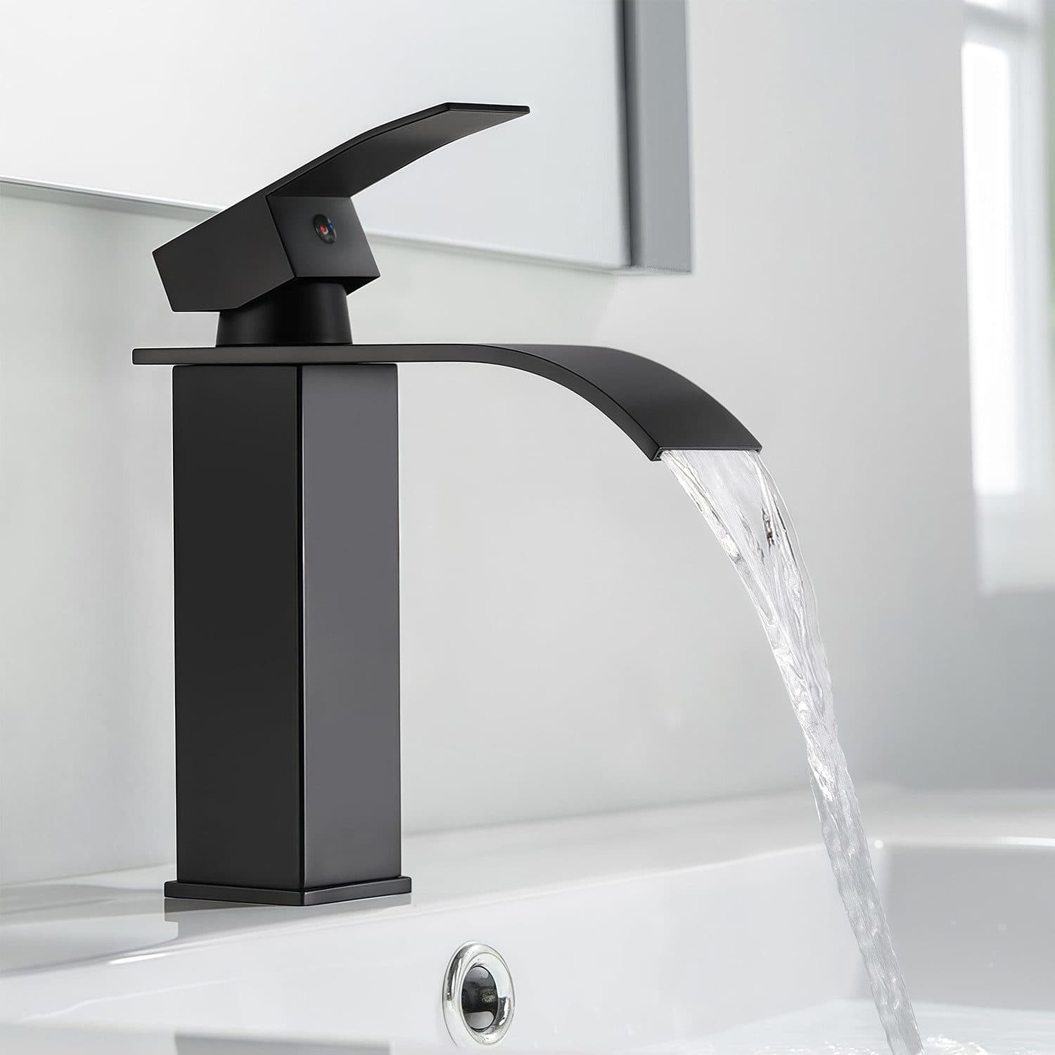 Eumaty Waschtischarmatur Wasserhahn Bad Wasserfall 304 Edelstahl - Bild 2