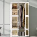 SEEZSSA Garderobenschrank Weiß Transparent 6 Türen 10 Fächer Bild 2