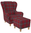 Supellex Ohrensessel Sofia Relaxsessel mit Hocker Oxford Rot Bild 2