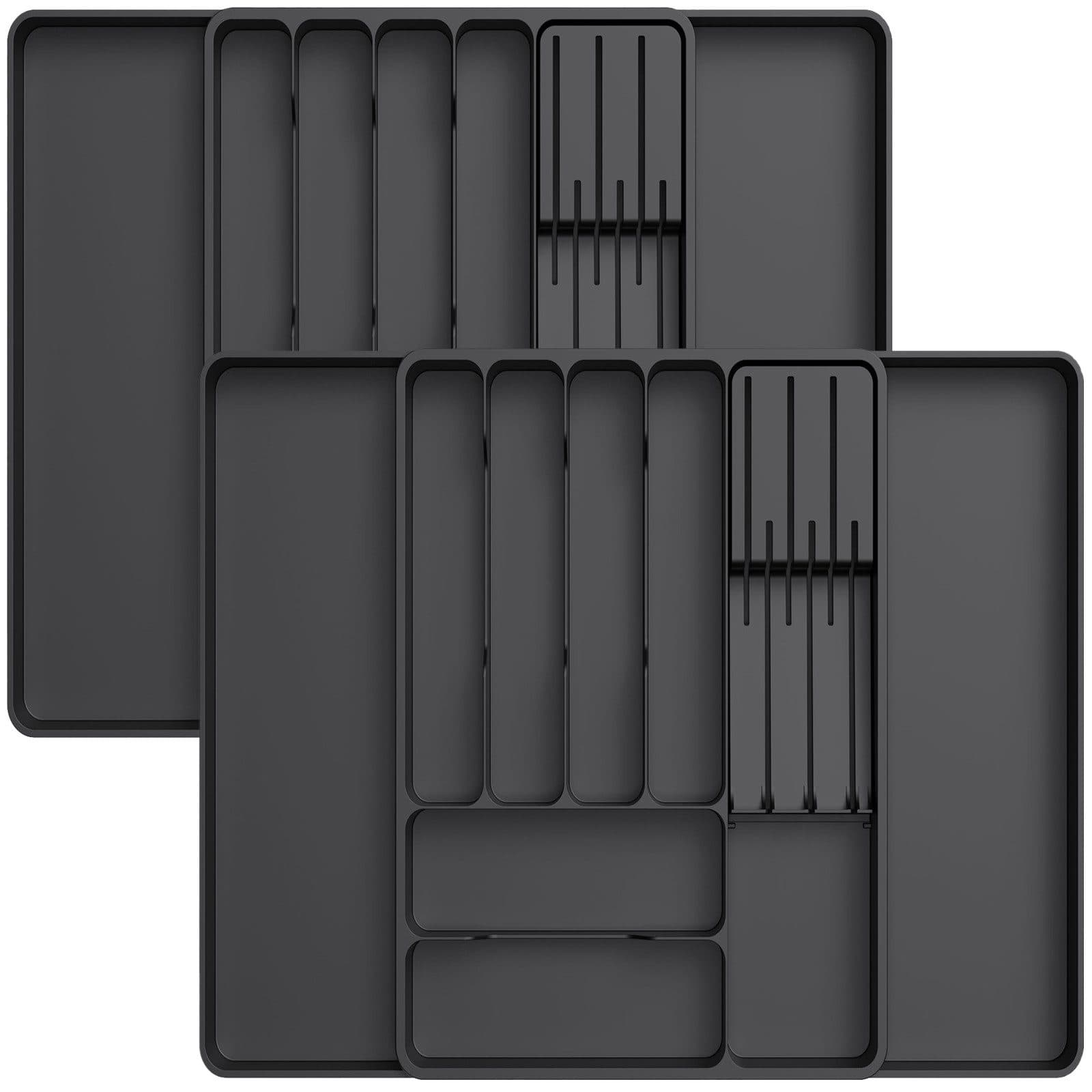 Lifewit Besteckeinsatz Erweiterbarer Besteckkasten mit herausnehmbarem Messerblock (2 St) Schwarz - Bild 2