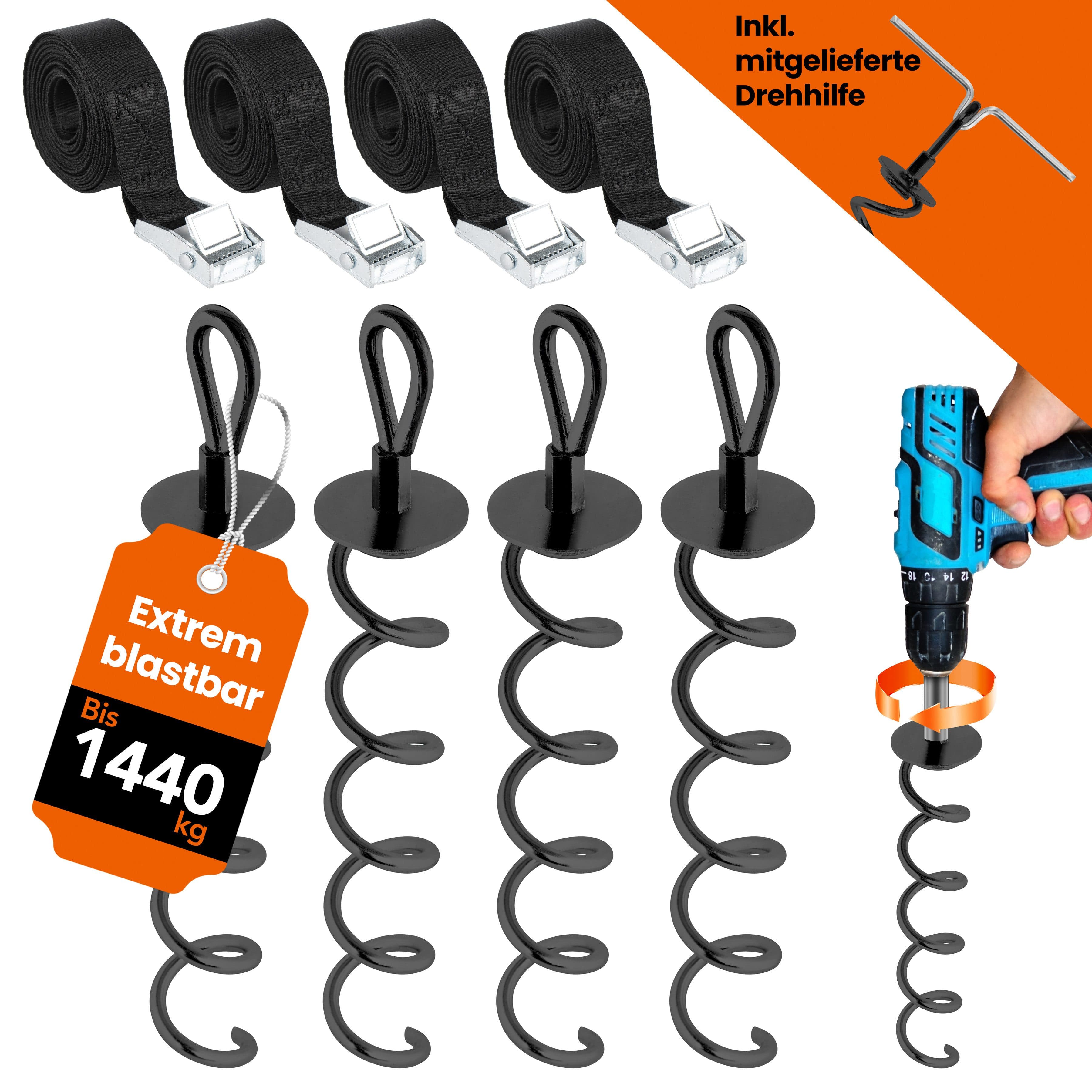 NewHabitat Erdanker Set 4-tlg. Edelstahl mit Spanngurten & Drehhilfe - Bild 2