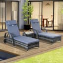Outsunny Gartenliege Metall PE Polyrattan Hartglas Polyester Bild 2