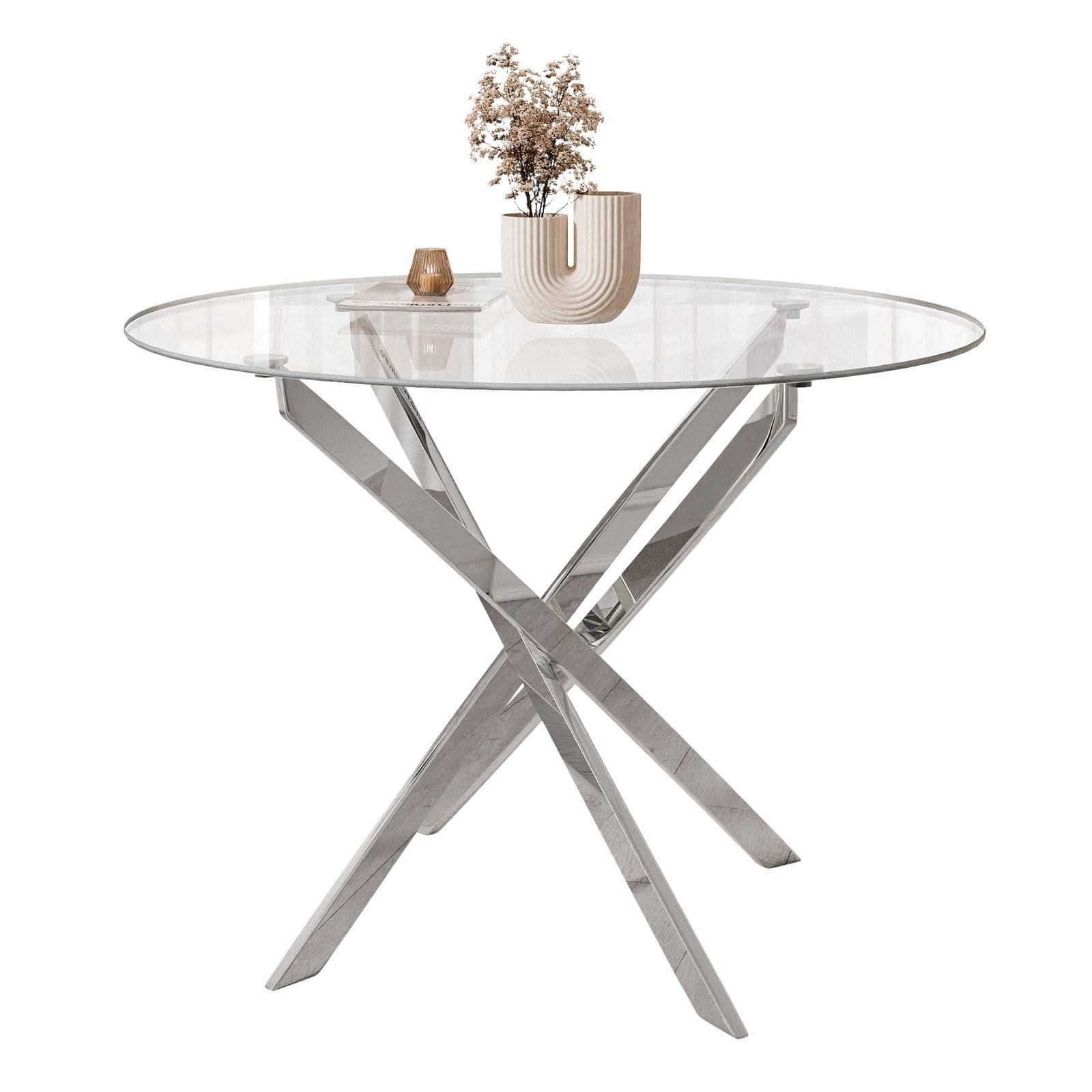 Lookway Esstisch CRISTAL 100 cm Runder Esstisch mit Glasplatte - Bild 2