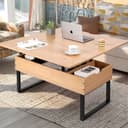 VOWNER Couchtisch Höhenverstellbarer 3-in-1 Mehrzweck-Wohnzimmertisch Holzfarbe Bild 2