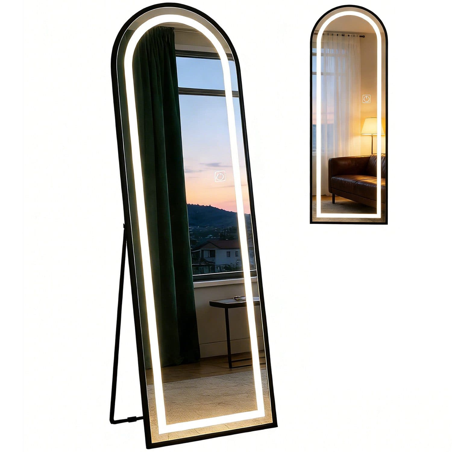 kehot LED-Ganzkörperspiegel Aluminiumrahmen Dimmbare Beleuchtung Oval 150x45cm - Bild 2