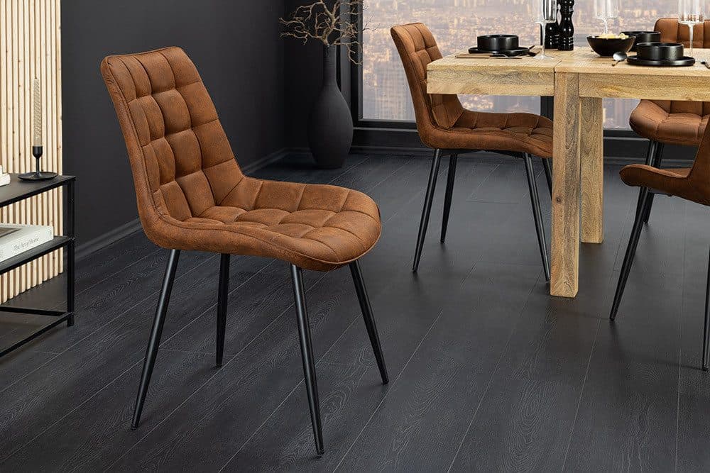 riess-ambiente Esszimmerstuhl ROADSTAR cognac / schwarz - Microfaser, Metallbeine, Ziersteppung - Bild 2