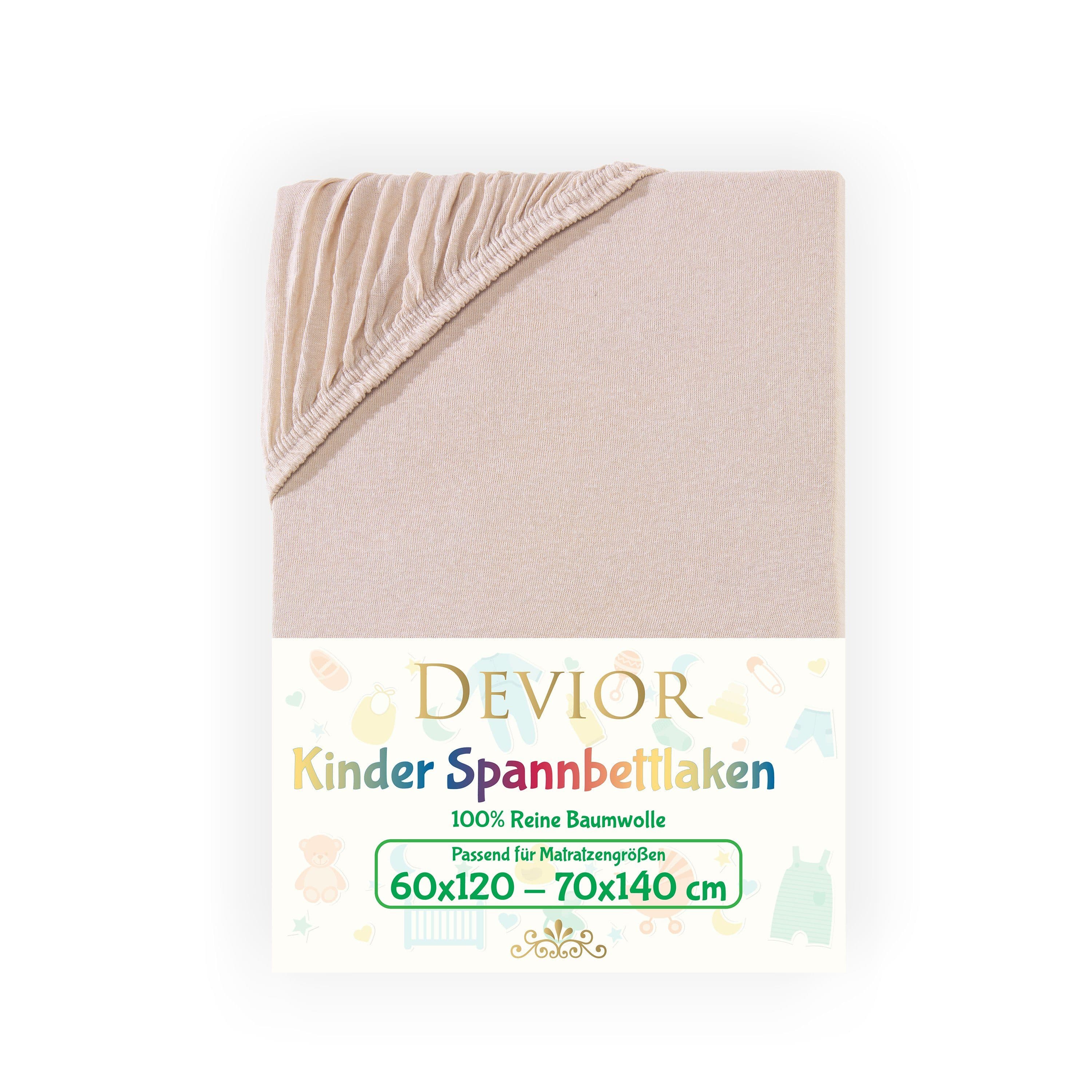 Devior Spannbettlaken für Baby- & Kinderbetten 60x120 & 70x140, 100% Baumwolle, Jersey, Gummizug - Bild 2