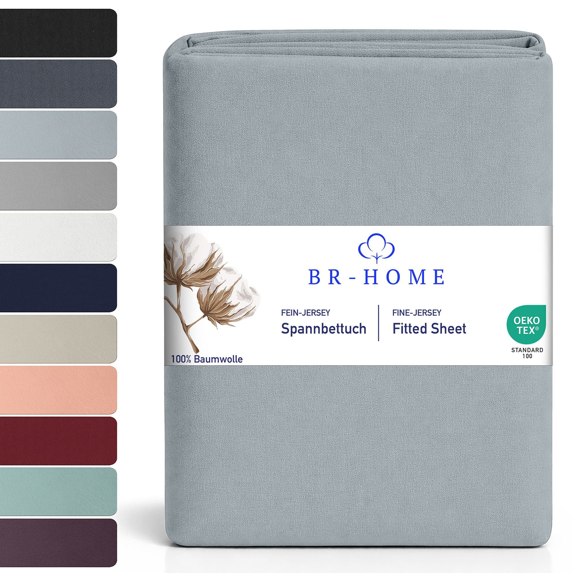 BR-Home Spannbettlaken 100% Baumwolle Jersey Rundumgummi