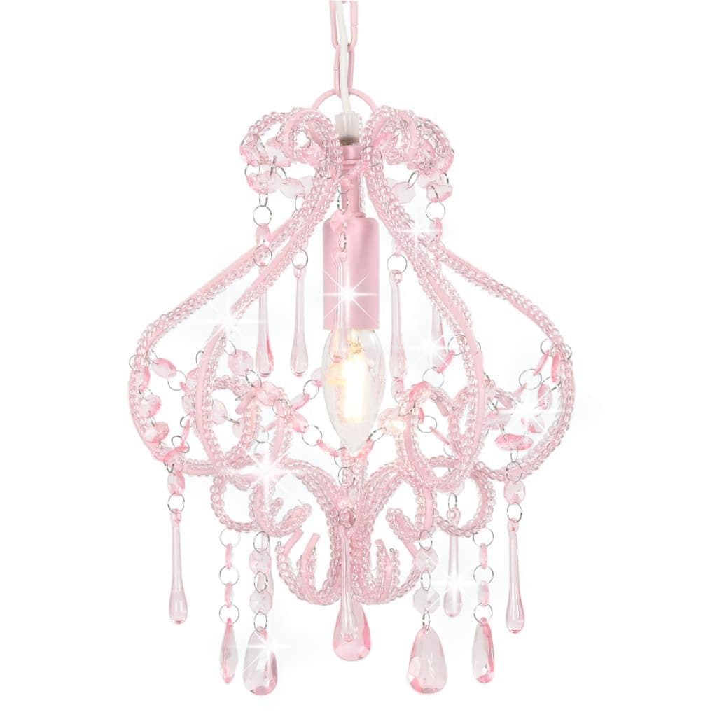 vidaXL Deckenleuchte Rosa mit Perlen E14 Kronleuchter - Bild 2