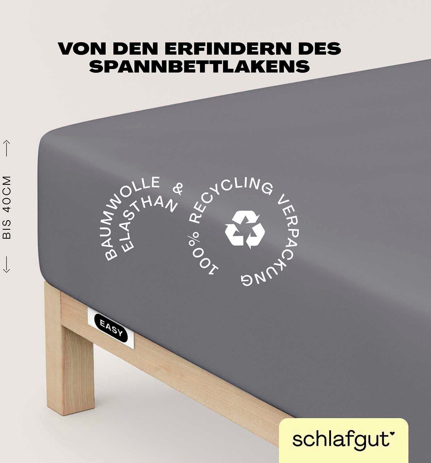 Schlafgut Spannbettlaken Jersey Elasthan Grau Mid 140-160x200-220 - Bild 2