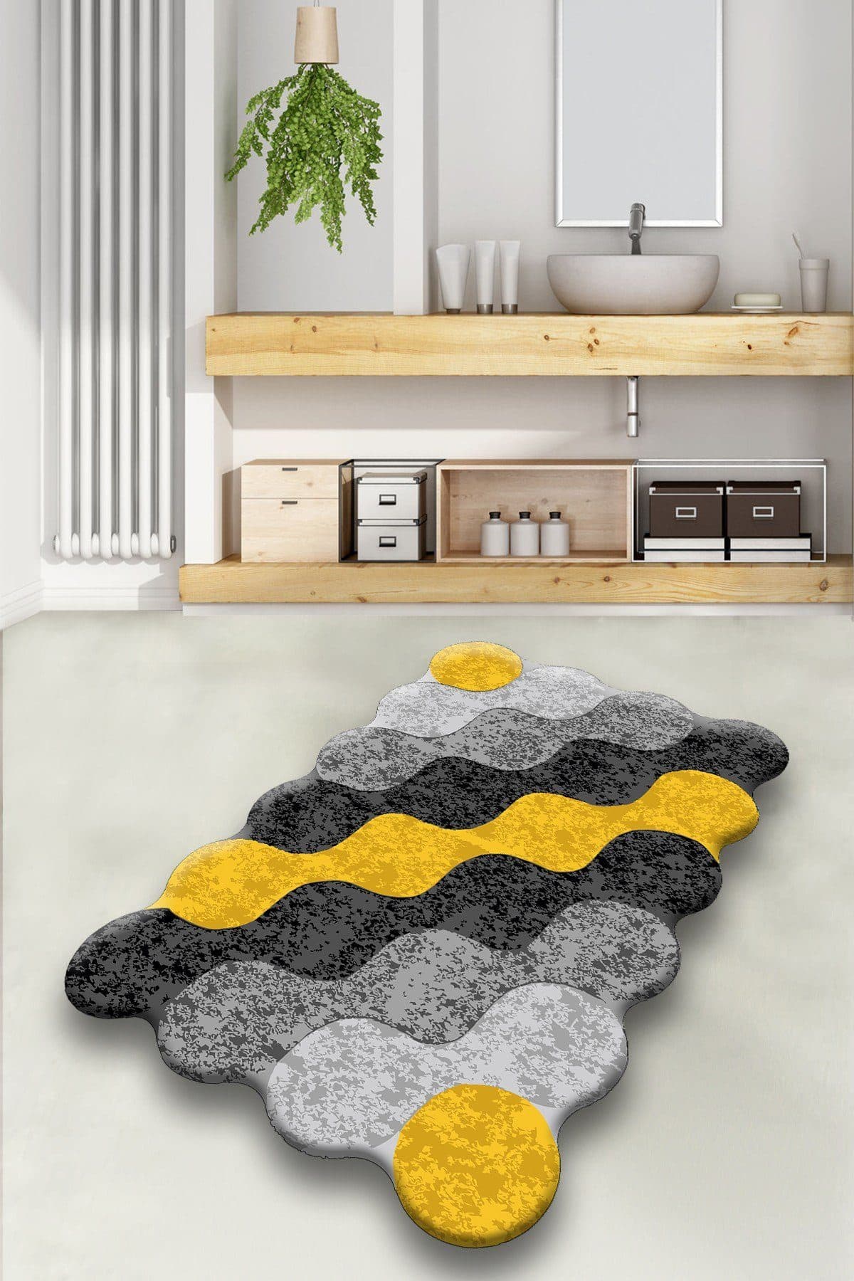 L'Essentiel Maison Badematte 100% Polyester Gelb Anthrazit Grau
