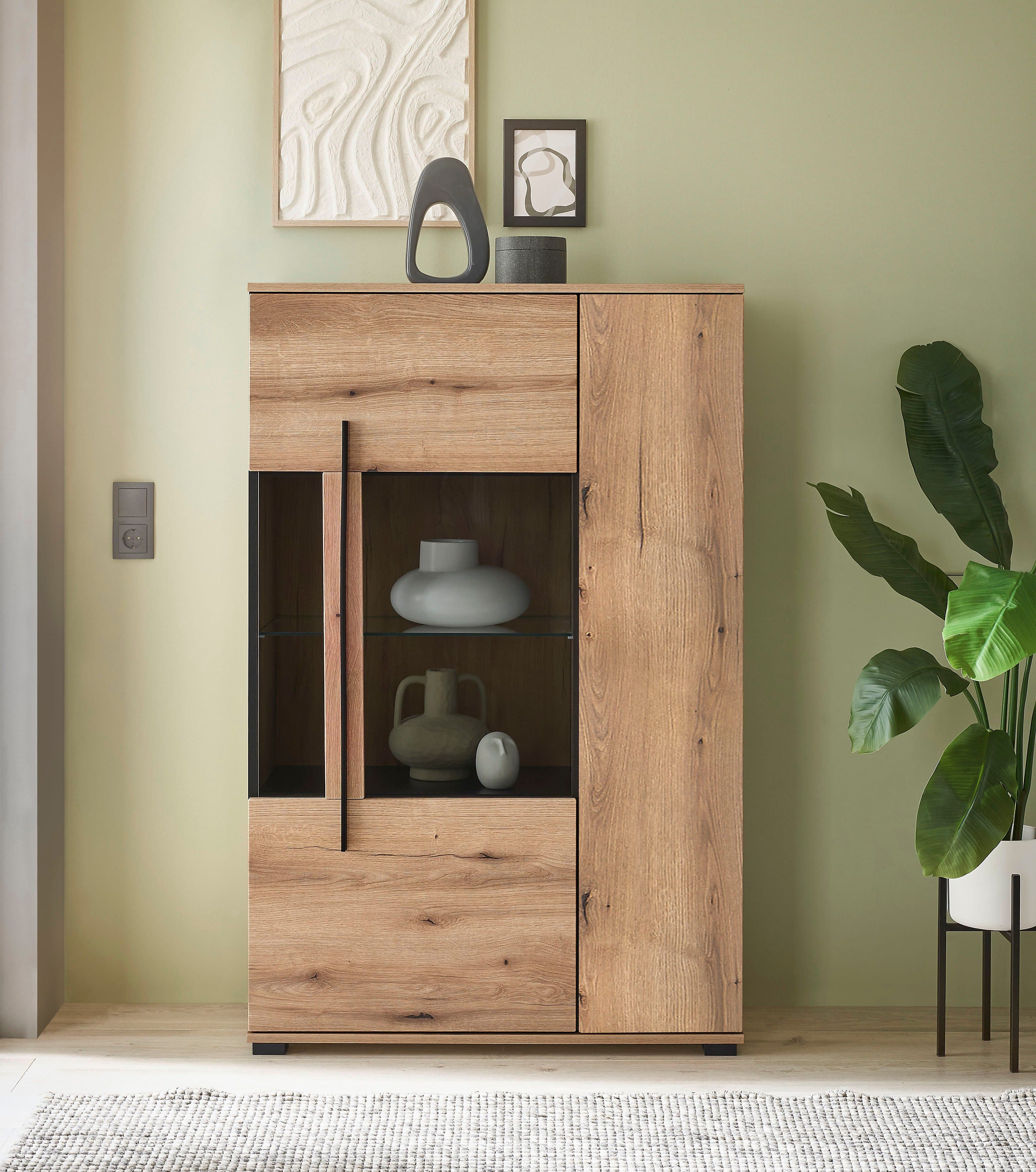 Home affaire Vitrine Cantara Eiche Evoke mit Glastür und Stangengriff - Bild 2