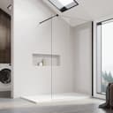 SONNI Walk-in-Dusche 140 cm Duschabtrennung Schwarz 10 mm Nano-Glas Bild 2