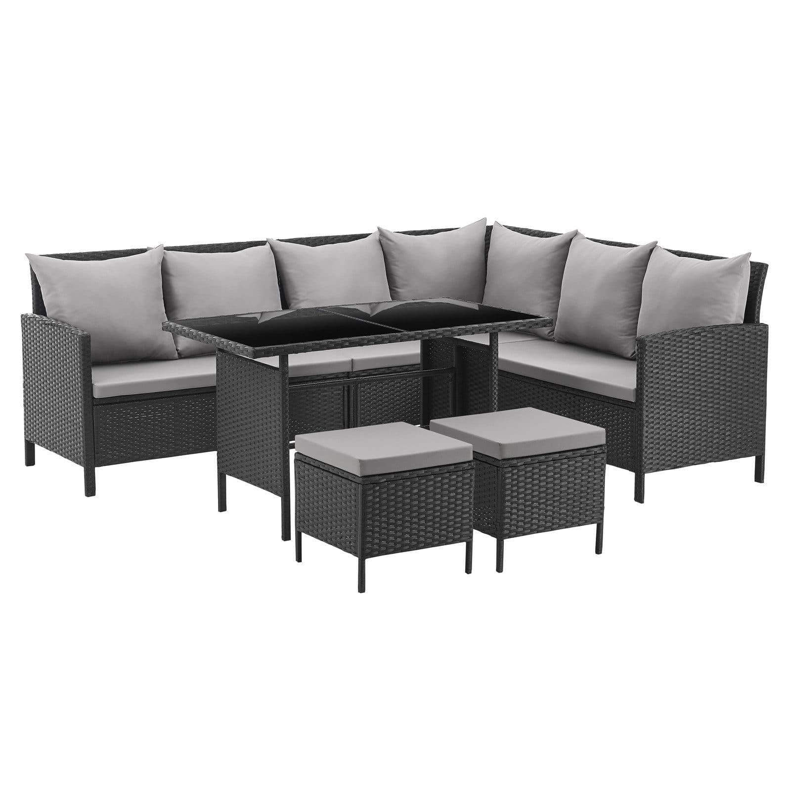 SVITA Gartenlounge-Set MADISON 2-tlg. mit Tisch Brau/Grau Polyrattan - Bild 2
