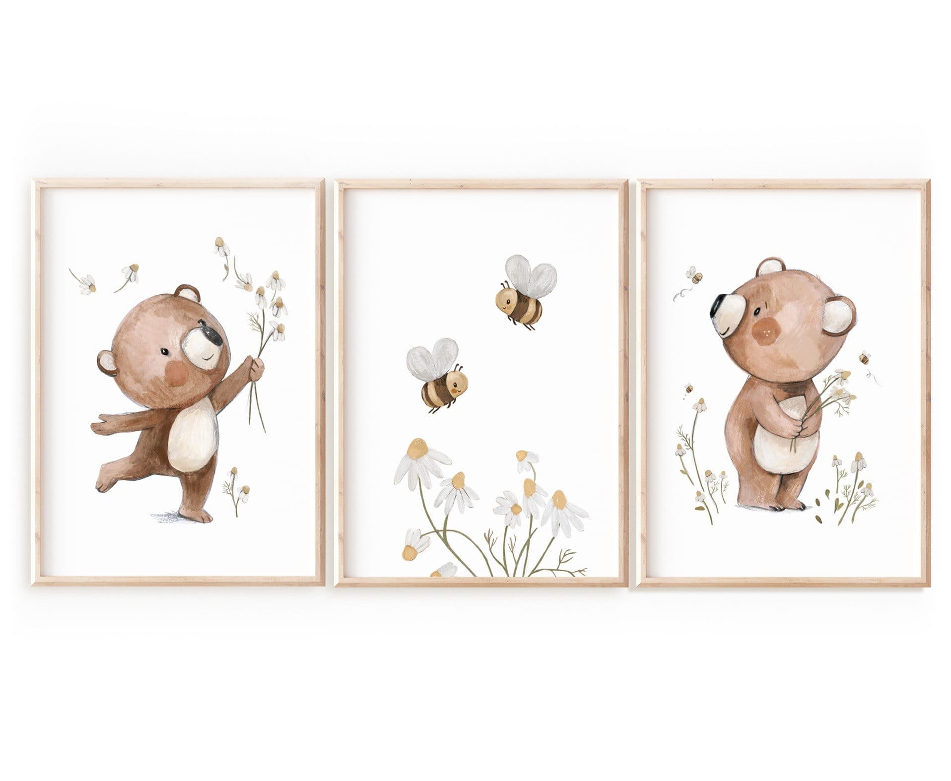 Pipapier Poster 3er Set Bären und Bienen Bunt Kinderzimmer - Bild 2