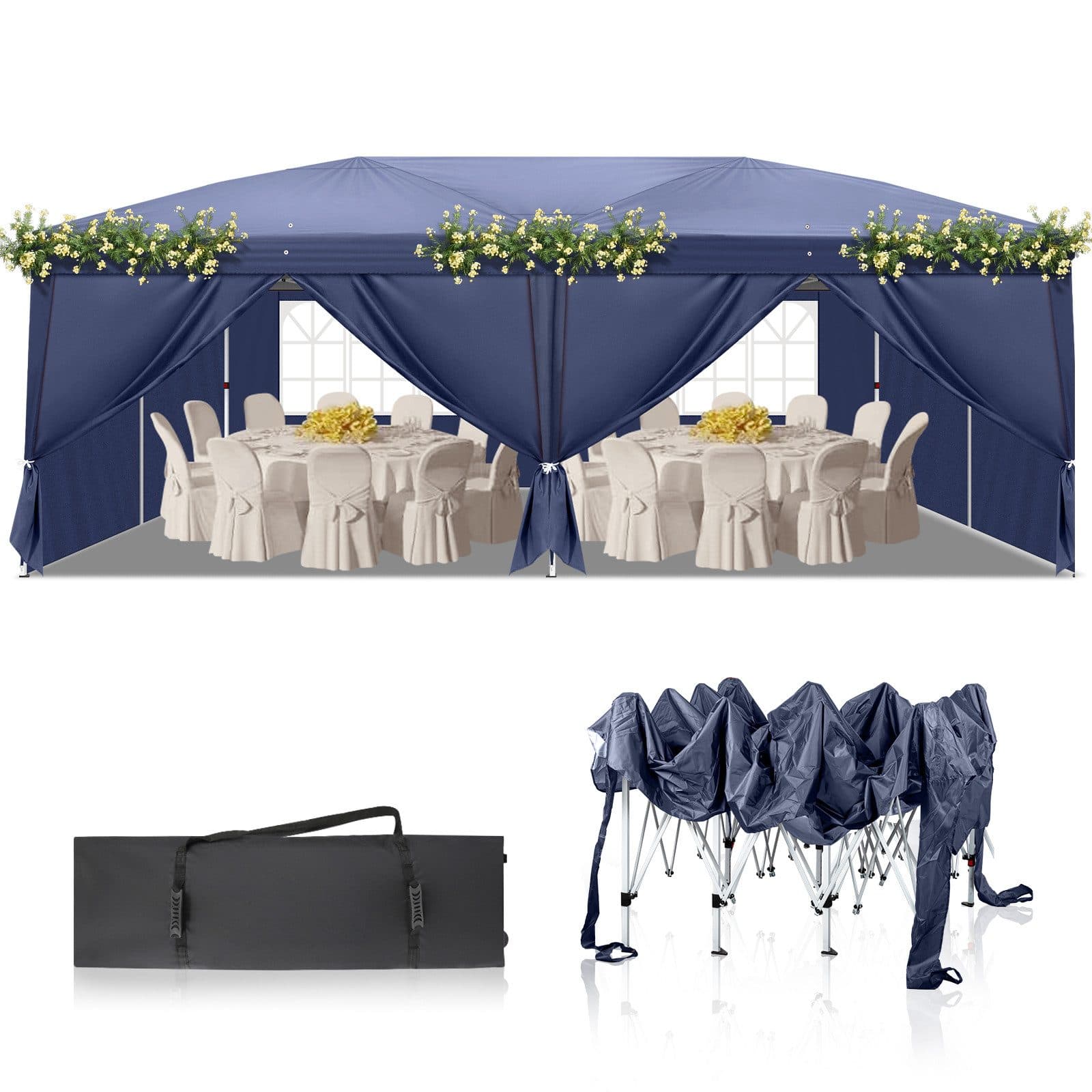 LALAHO Faltpavillon 3x6m Wasserdicht mit 6 Seitenteilen - Bild 2