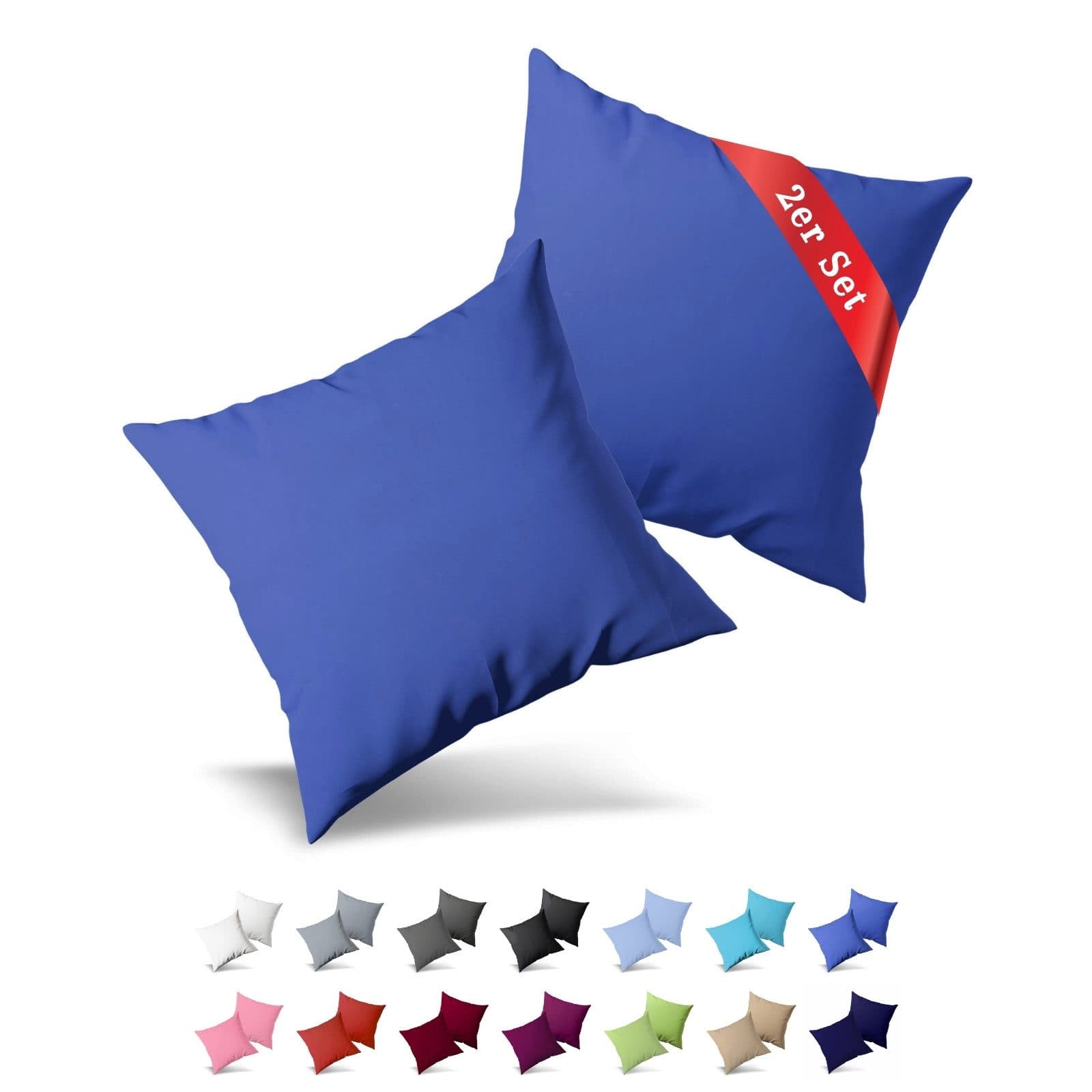 Buymax Kissenbezüge 2er Set 100% Baumwolle Jersey Dunkelblau - Bild 2