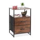 relaxdays Nachttisch Industrial mit 2 Schubladen Schwarz/Braun Bild 2
